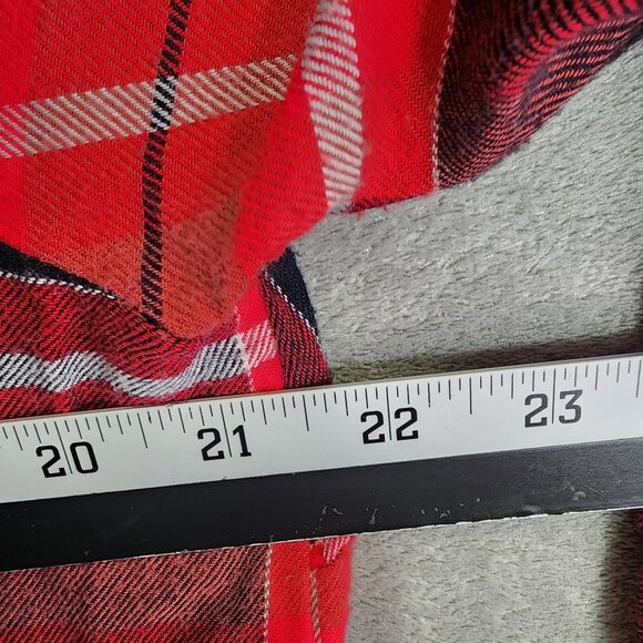 Womens Michael Kors Red & Black Plaid Blouse V-Neck Long Sleeve Size L - Picture 6 of 8